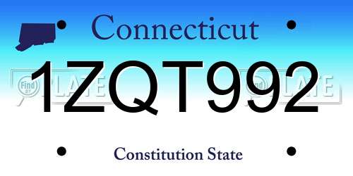 1ZQT992 Connecticut License Plate