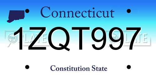 1ZQT997 Connecticut License Plate