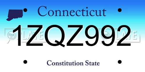 1ZQZ992 Connecticut License Plate