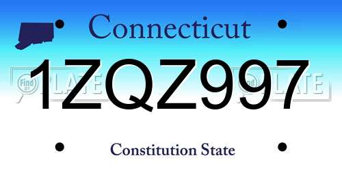 1ZQZ997 Connecticut License Plate