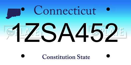 1ZSA452 Connecticut License Plate