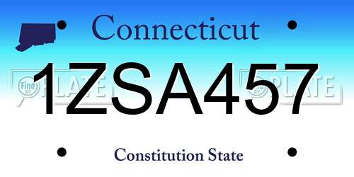 1ZSA457 Connecticut License Plate