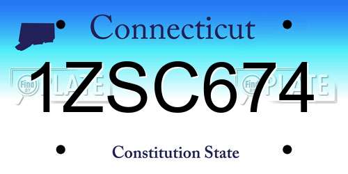 1ZSC674 Connecticut License Plate