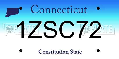 1ZSC72 Connecticut License Plate