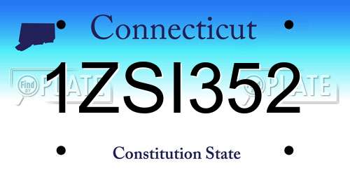 1ZSI352 Connecticut License Plate