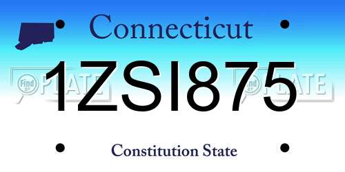 1ZSI875 Connecticut License Plate