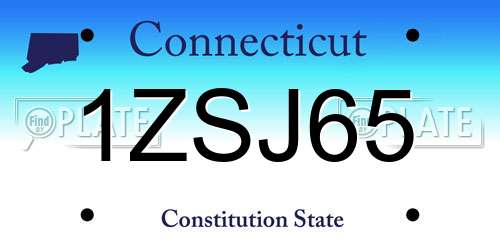 1ZSJ65 Connecticut License Plate