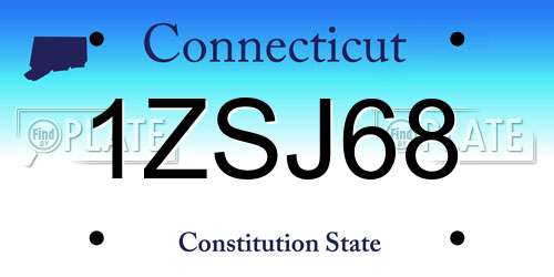 1ZSJ68 Connecticut License Plate