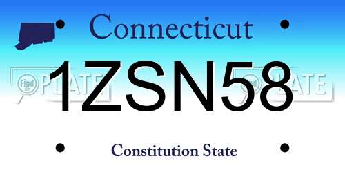 1ZSN58 Connecticut License Plate