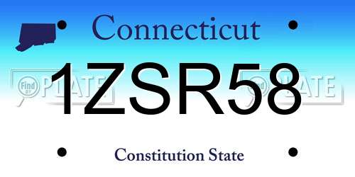 1ZSR58 Connecticut License Plate