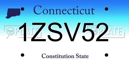 1ZSV52 Connecticut License Plate