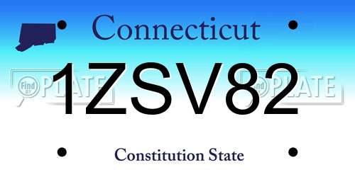 1ZSV82 Connecticut License Plate