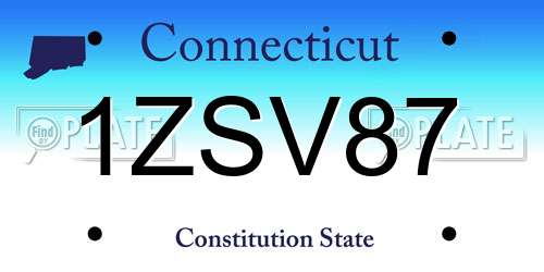 1ZSV87 Connecticut License Plate