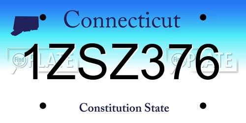 1ZSZ376 Connecticut License Plate