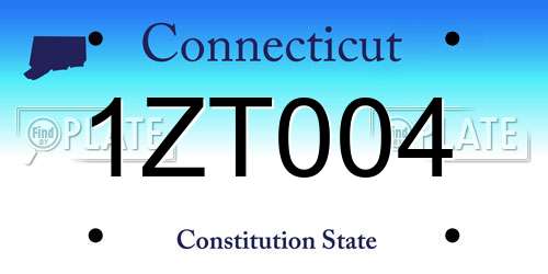 1ZT004 Connecticut License Plate