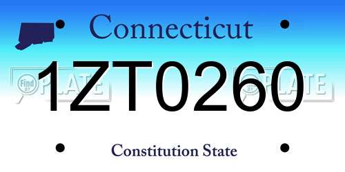 1ZT0260 Connecticut License Plate