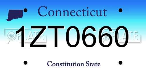 1ZT0660 Connecticut License Plate
