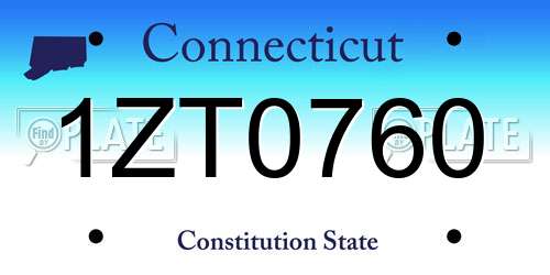 1ZT0760 Connecticut License Plate