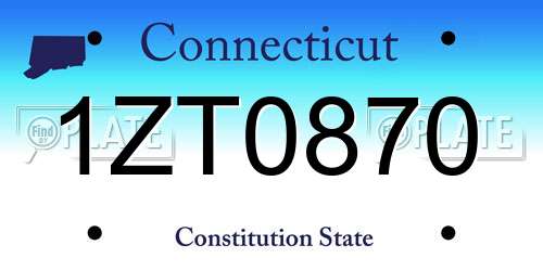 1ZT0870 Connecticut License Plate