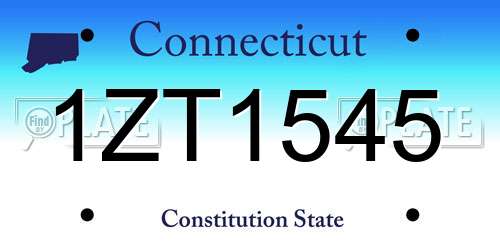 1ZT1545 Connecticut License Plate