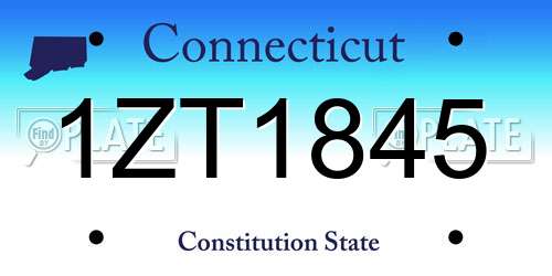 1ZT1845 Connecticut License Plate