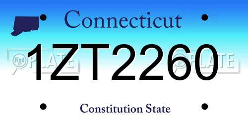 1ZT2260 Connecticut License Plate