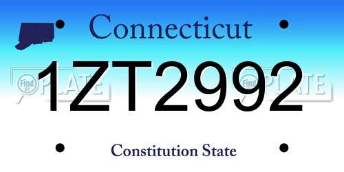 1ZT2992 Connecticut License Plate
