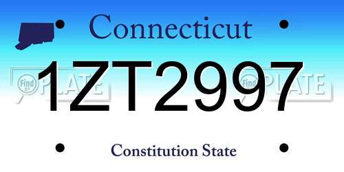 1ZT2997 Connecticut License Plate