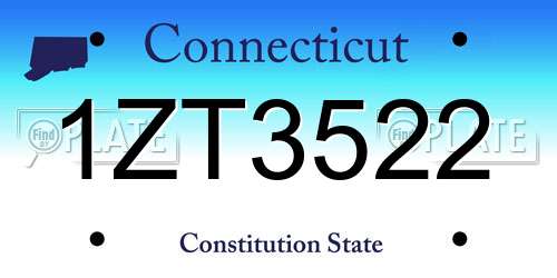 1ZT3522 Connecticut License Plate