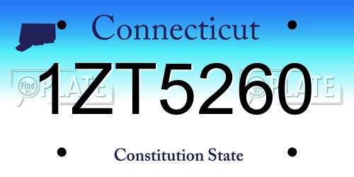 1ZT5260 Connecticut License Plate