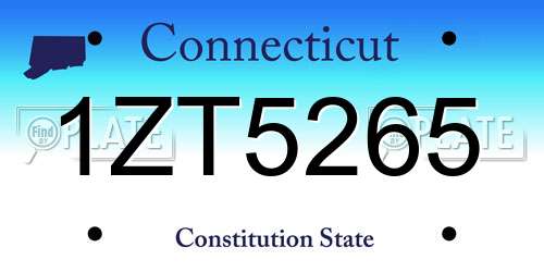 1ZT5265 Connecticut License Plate