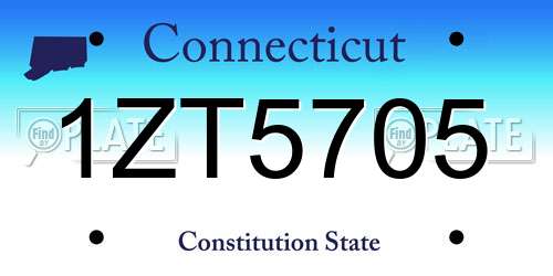 1ZT5705 Connecticut License Plate