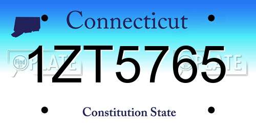 1ZT5765 Connecticut License Plate
