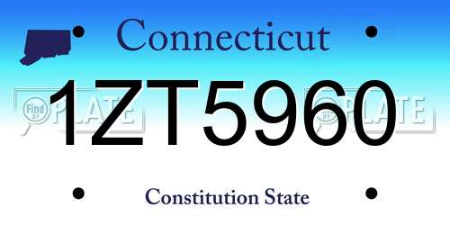 1ZT5960 Connecticut License Plate