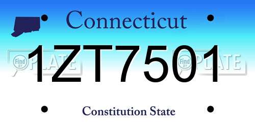 1ZT7501 Connecticut License Plate
