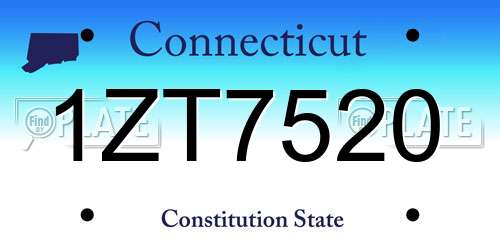 1ZT7520 Connecticut License Plate