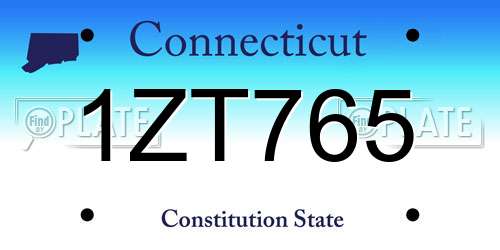 1ZT765 Connecticut License Plate