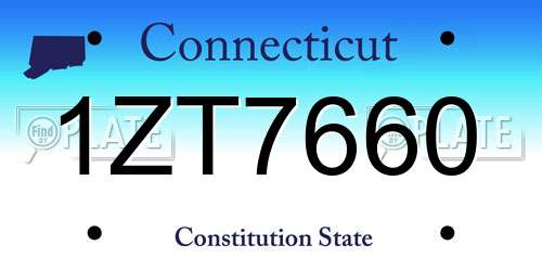 1ZT7660 Connecticut License Plate