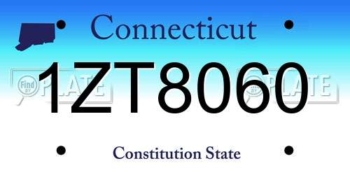 1ZT8060 Connecticut License Plate