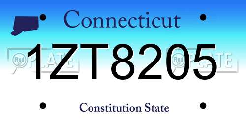 1ZT8205 Connecticut License Plate