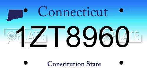 1ZT8960 Connecticut License Plate