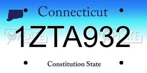 1ZTA932 Connecticut License Plate