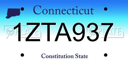 1ZTA937 Connecticut License Plate