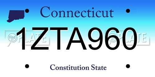 1ZTA960 Connecticut License Plate