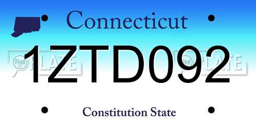 1ZTD092 Connecticut License Plate