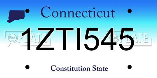 1ZTI545 Connecticut License Plate