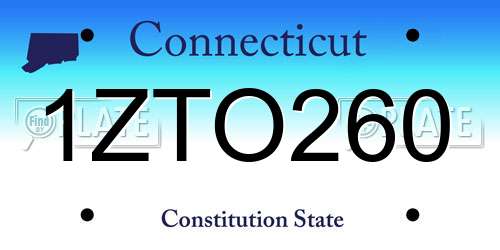 1ZTO260 Connecticut License Plate
