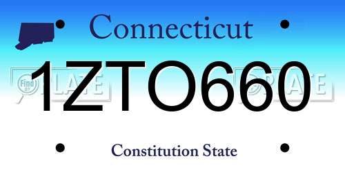 1ZTO660 Connecticut License Plate