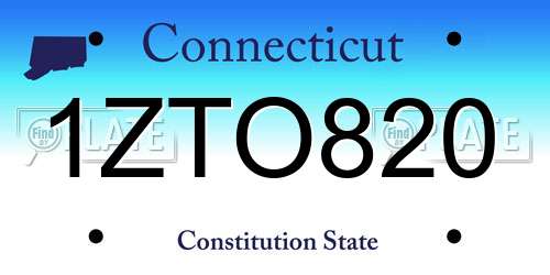 1ZTO820 Connecticut License Plate