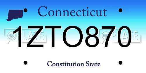 1ZTO870 Connecticut License Plate